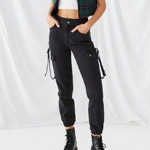 Forever 21 | Black Denim Cargo Joggers | Medium